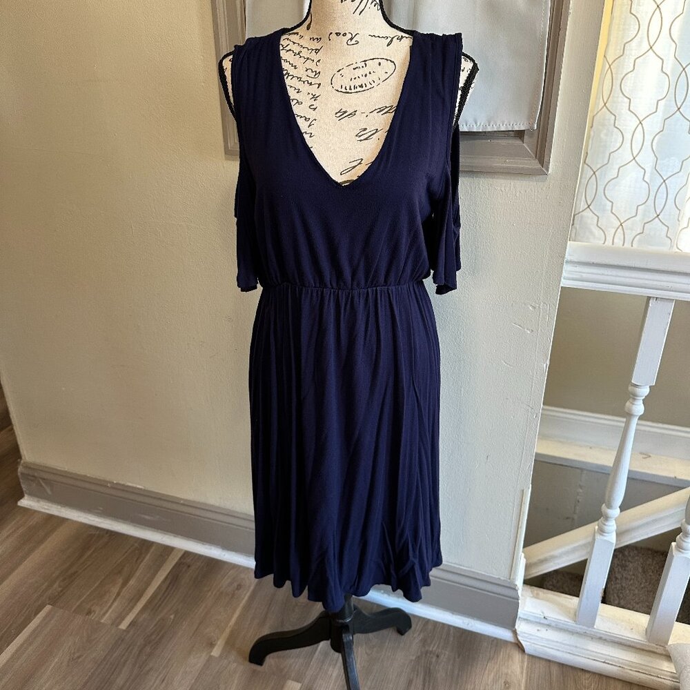 Hello Miz- Maternity dress with cut out shoulders- Size L- Navy